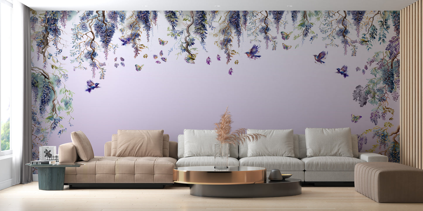 Wisteria Romance Purple Wallpaper Murals