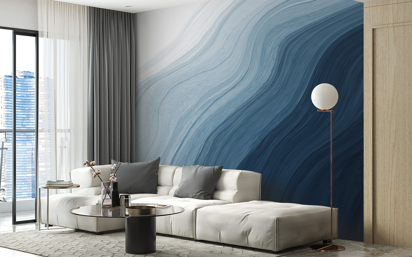 Fluid Blue Gradient Watercolor Wall Mural