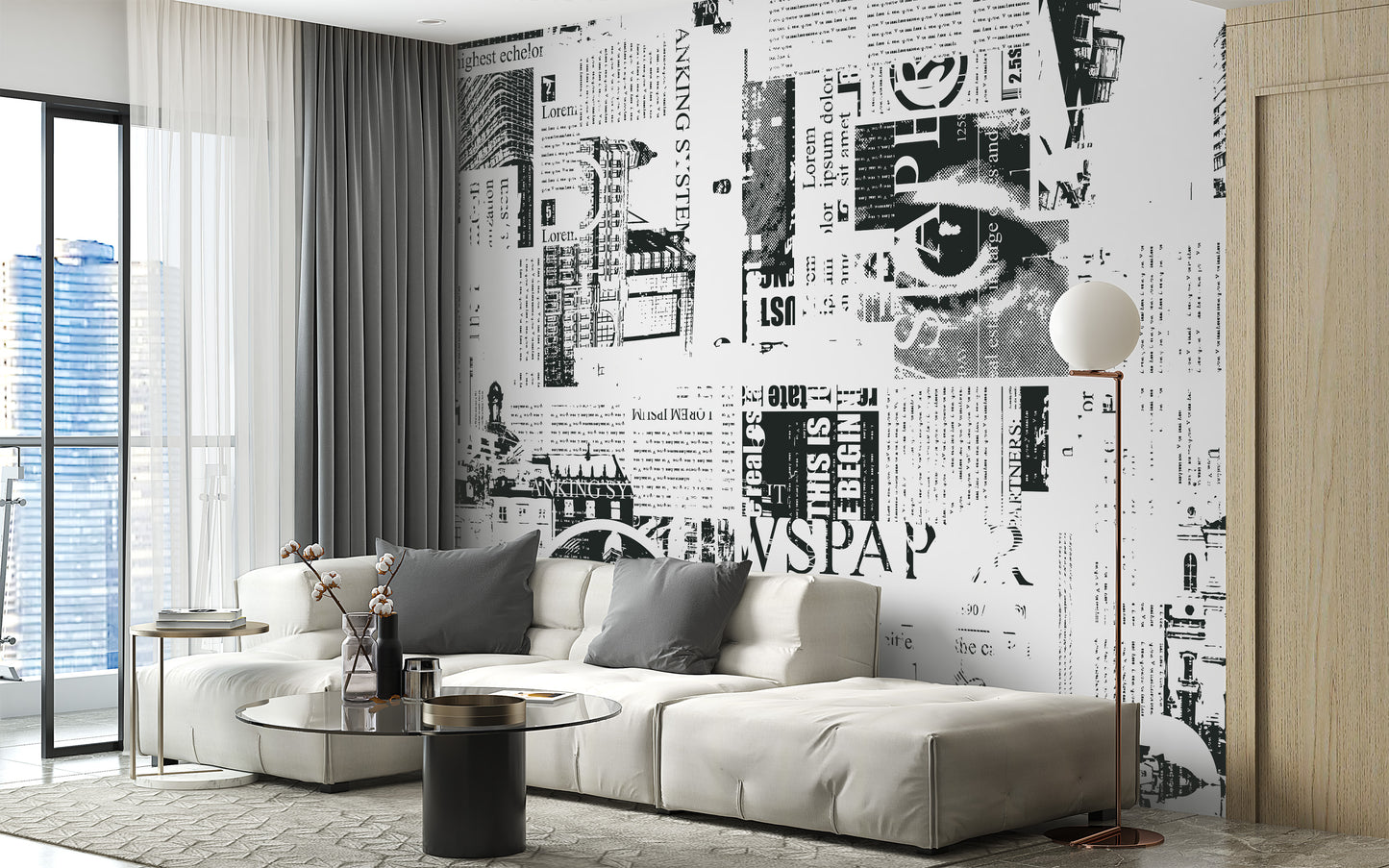 Urban Newsprint Wall Mural