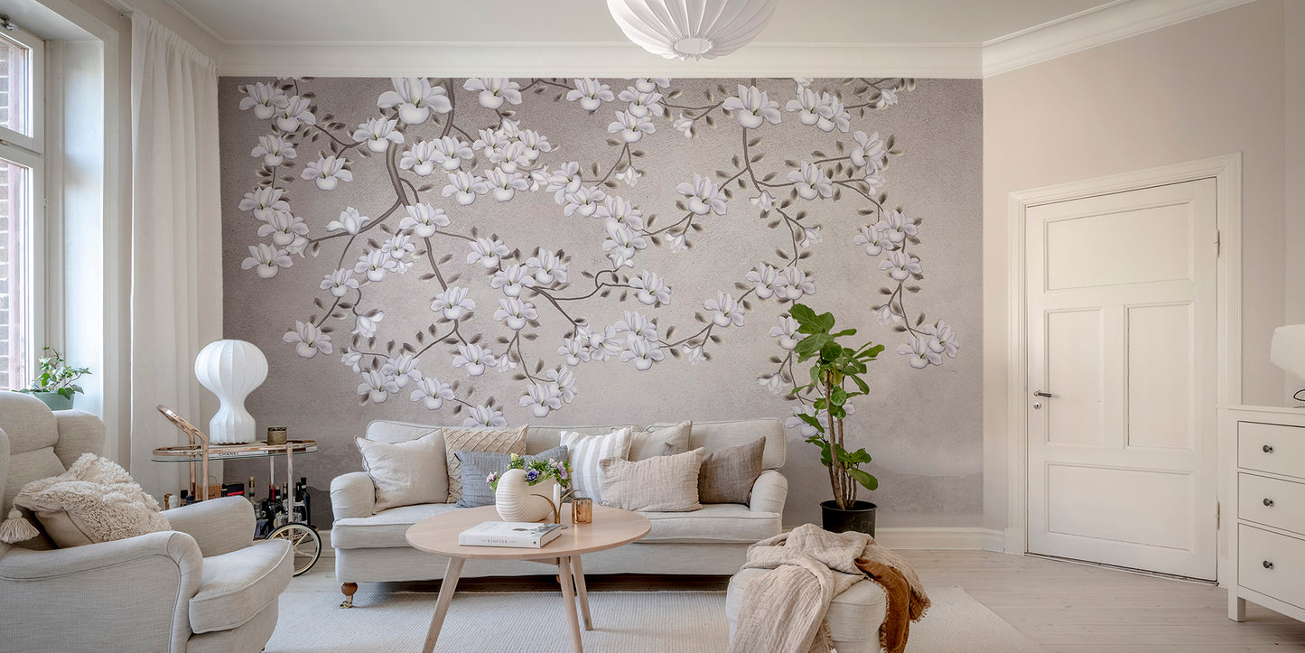 Floral Branches Mountain Wall Mural