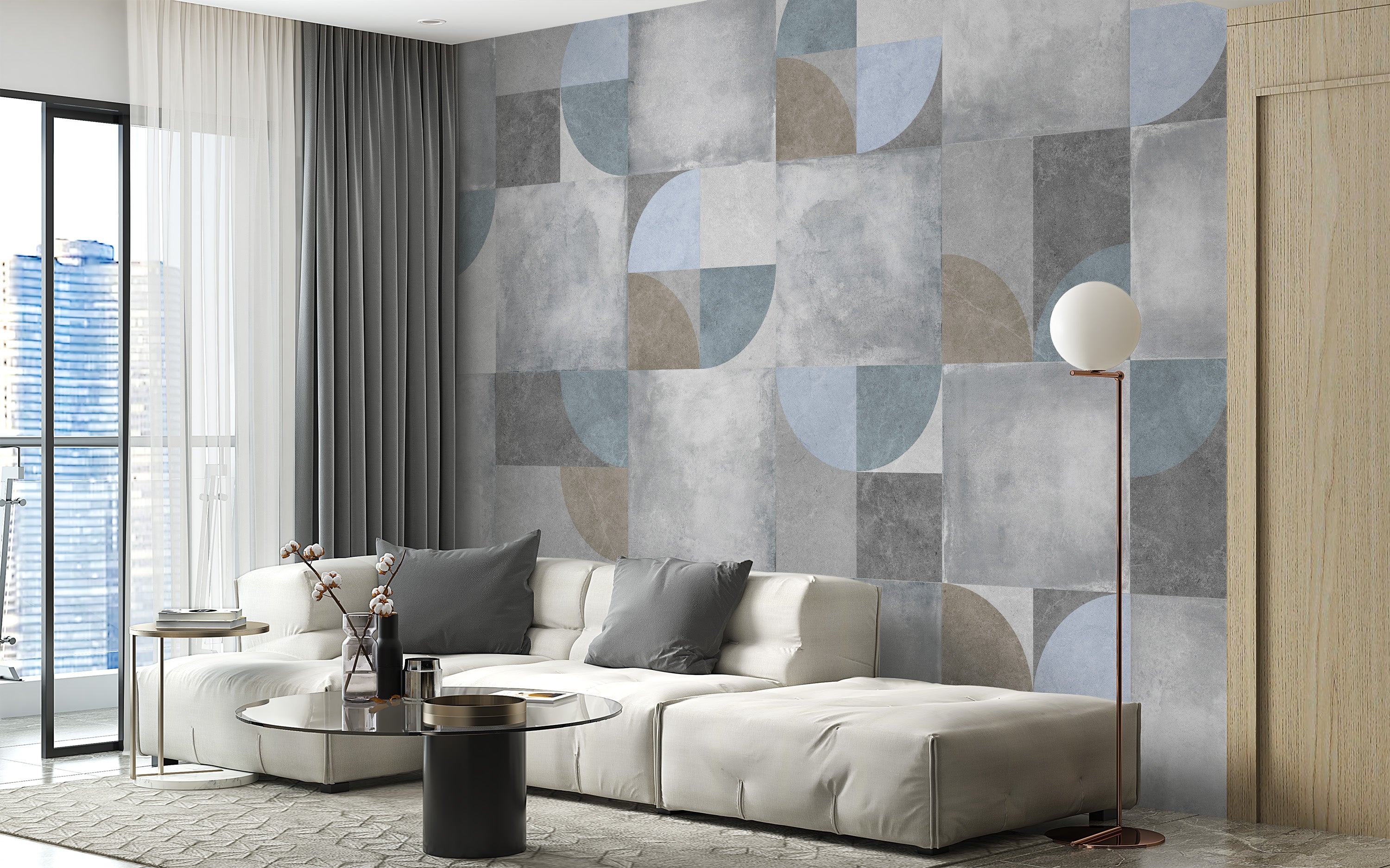 Urban-inspired geometric wallpaper pattern