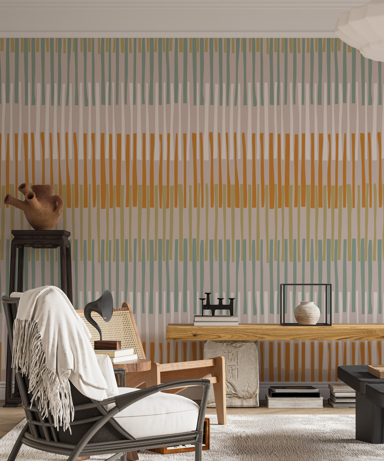 Earthy Striped Geometric Elegance Wallpaper Mural
