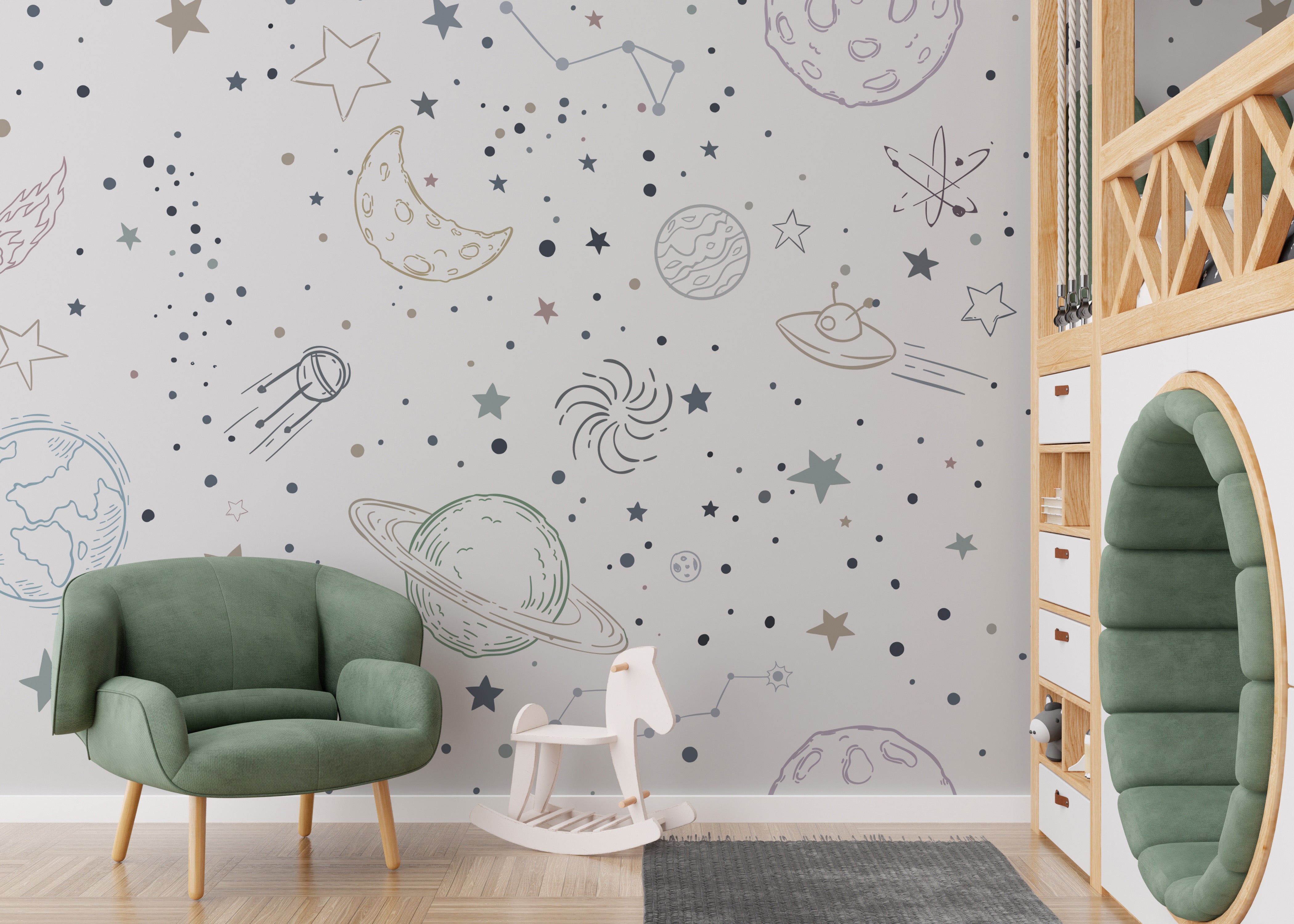 Stellar Sketches Nursery wall decor wallpaper