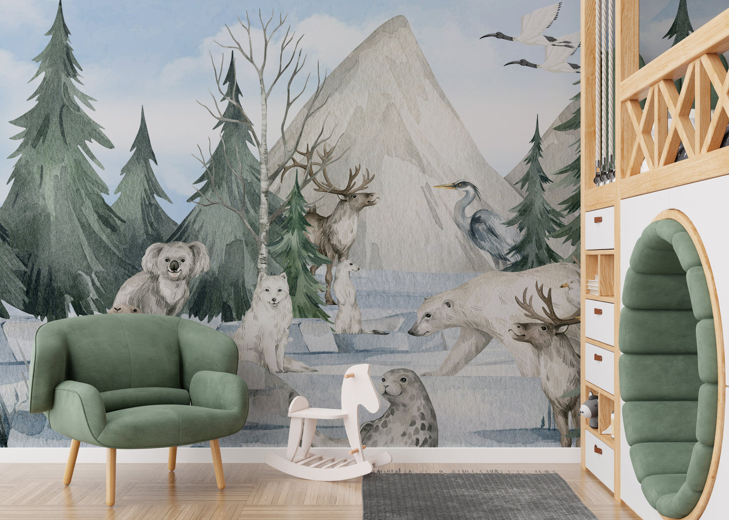 Frozen Frontier Majestic Wildlife Mural self-adhesive wallpaper