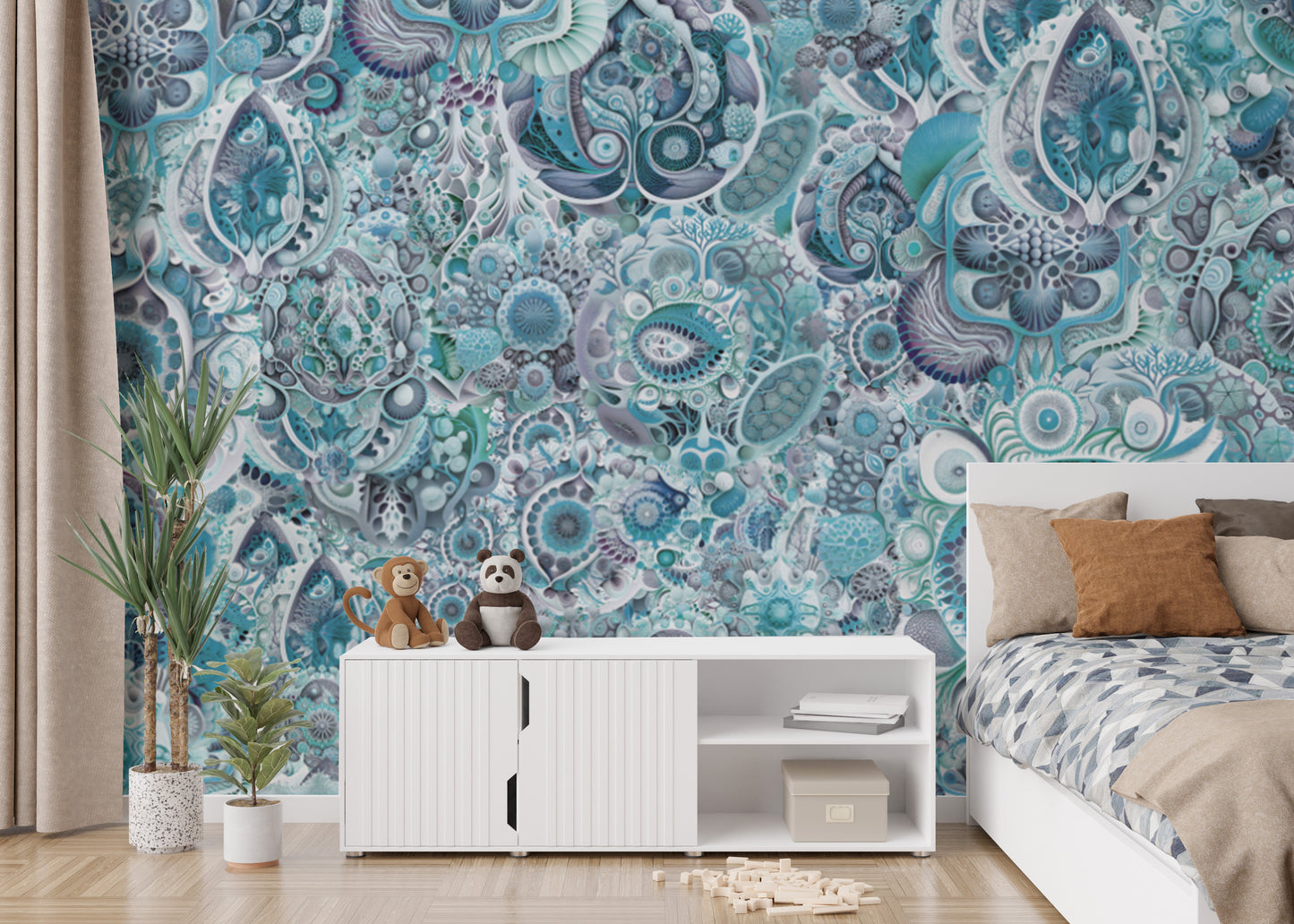 Blue Color Abstract Haeckel Wallpaper Murals