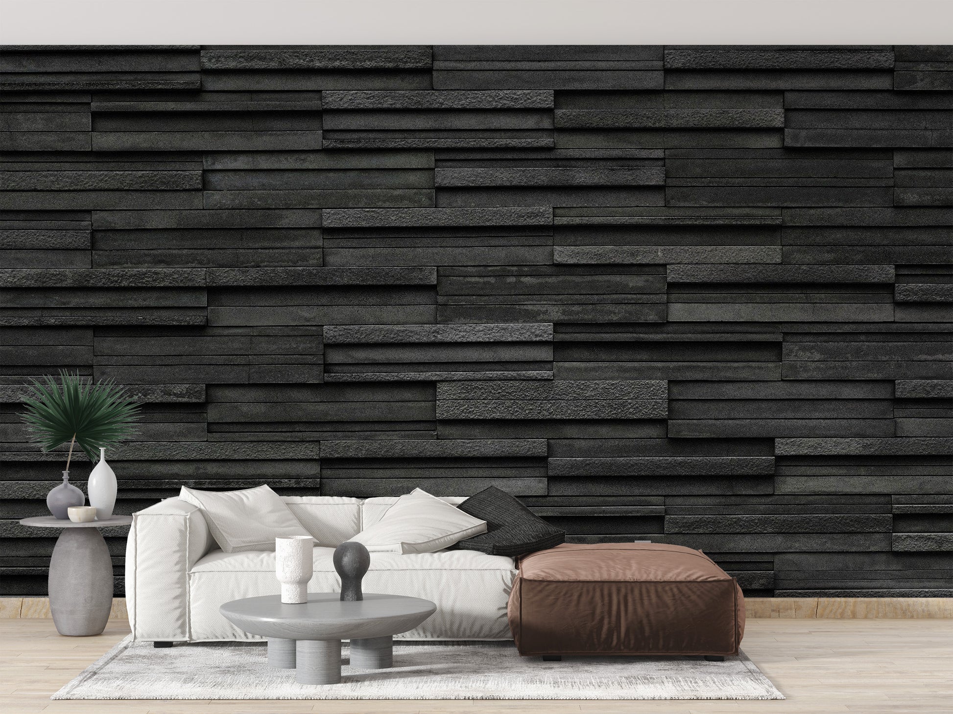 Black textured brick wallpaper for walls
