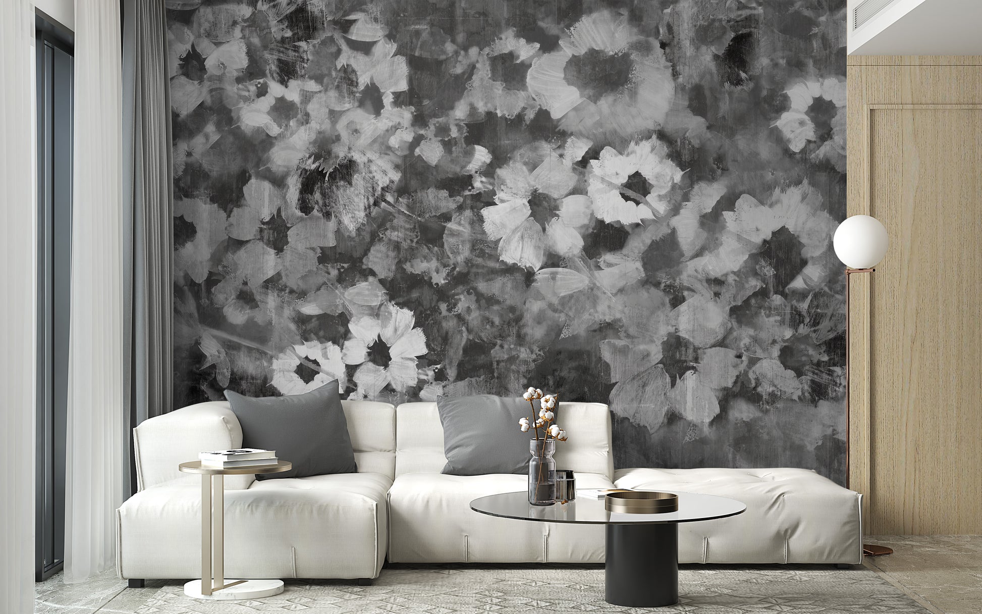 Beautiful exquisite floral art mural design