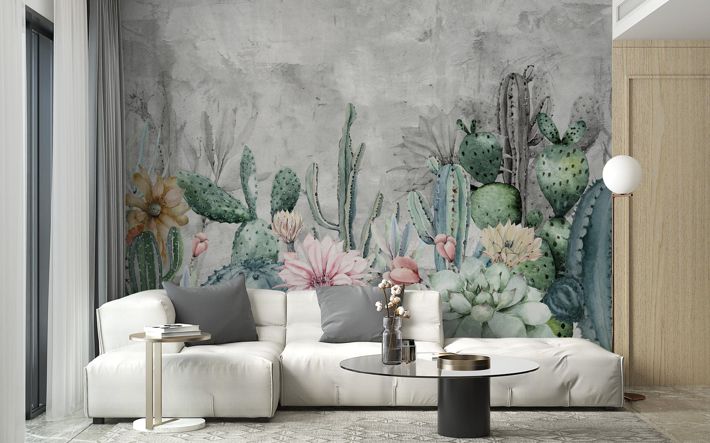 Green Cactus in Desert Wallpaper Murals - Giffywalls