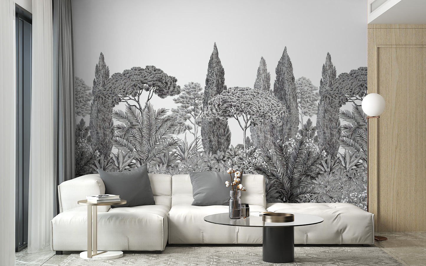 Gray Deodar Trees Wallpaper Murals