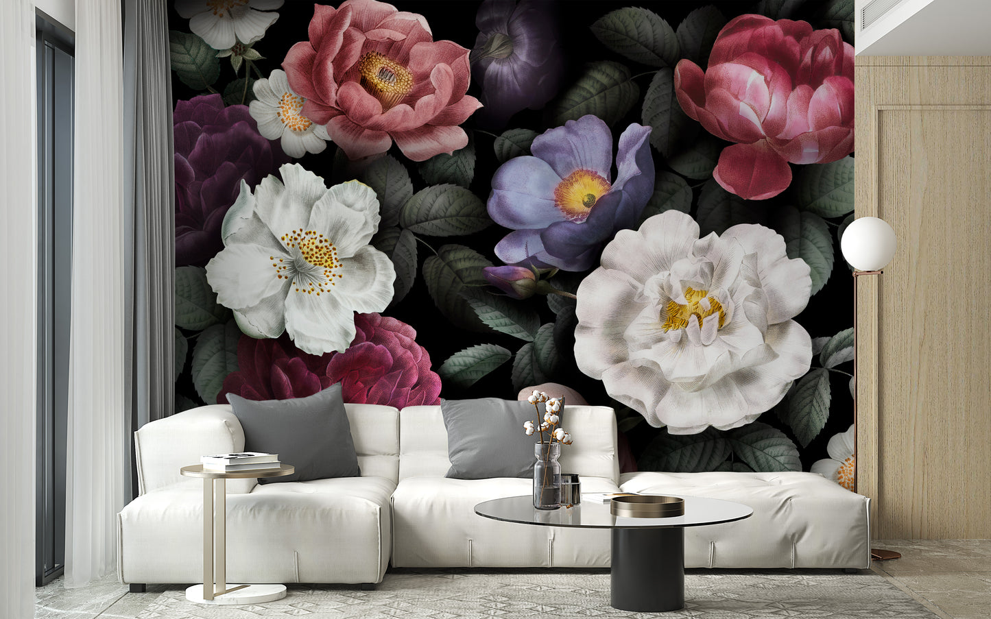 Flower Dark Background Wallpaper Murals