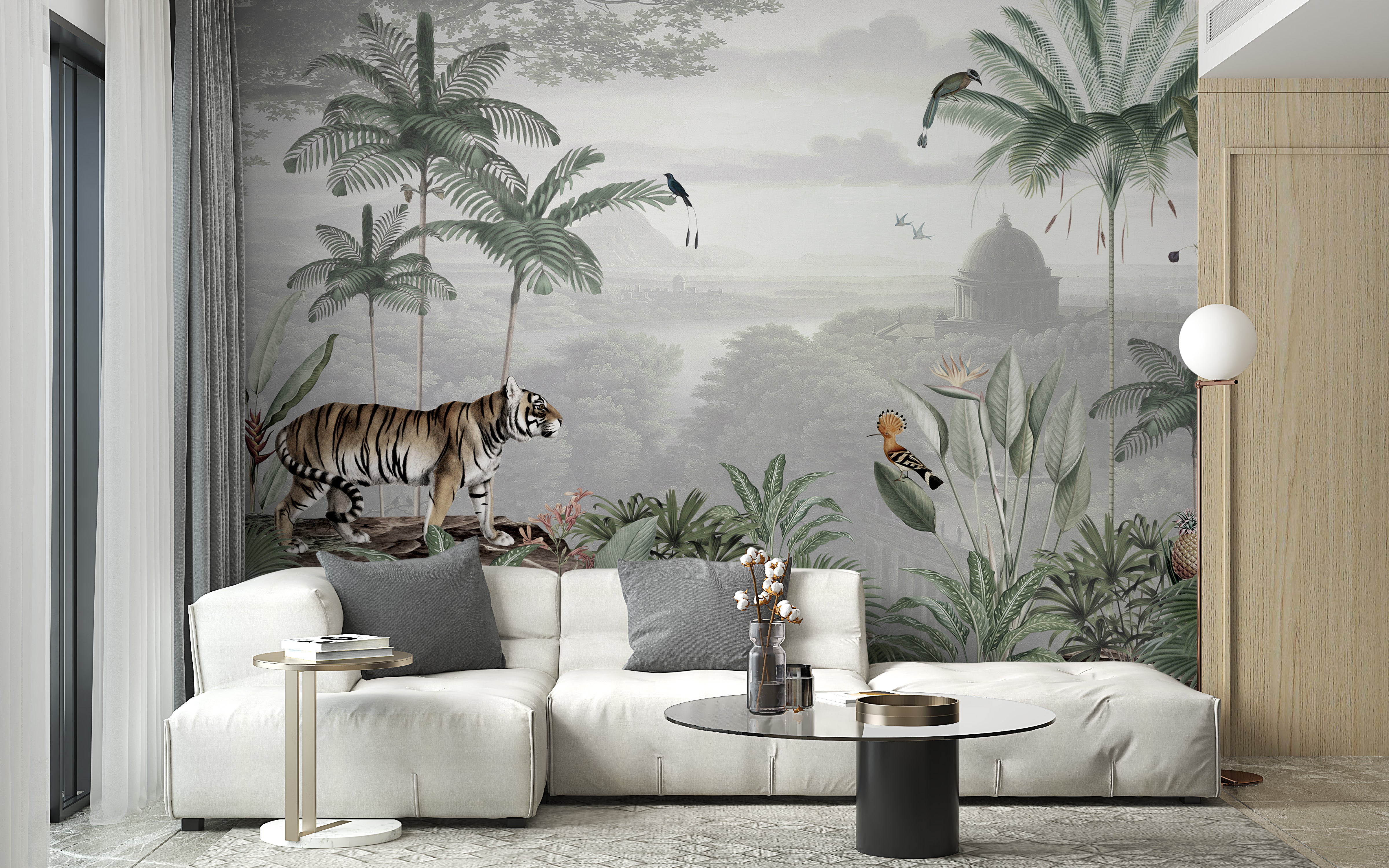 peel and stick Stylish tropical tiger wallpaper mural decoration