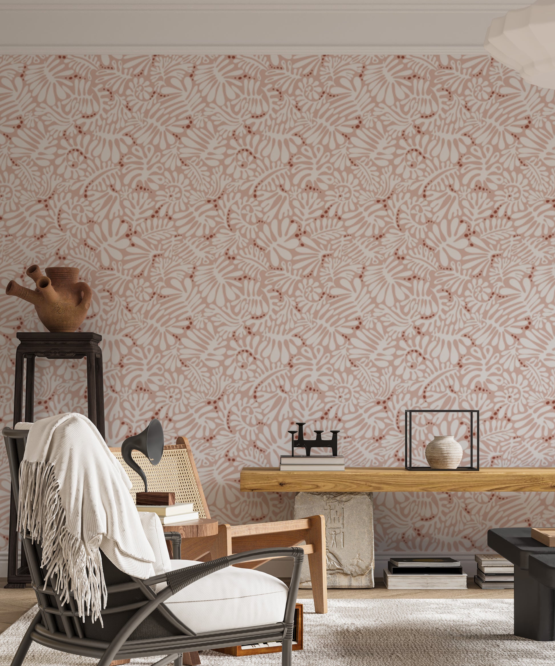 Trendy self-adhesive wallpaper with botanical charm