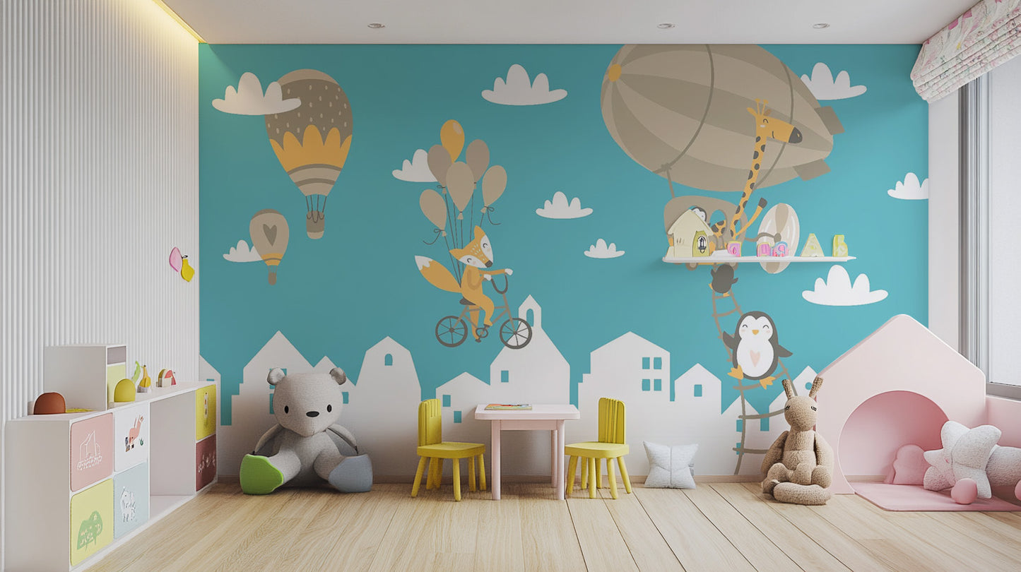 Kids Animated Motifs Wallpaper Mural