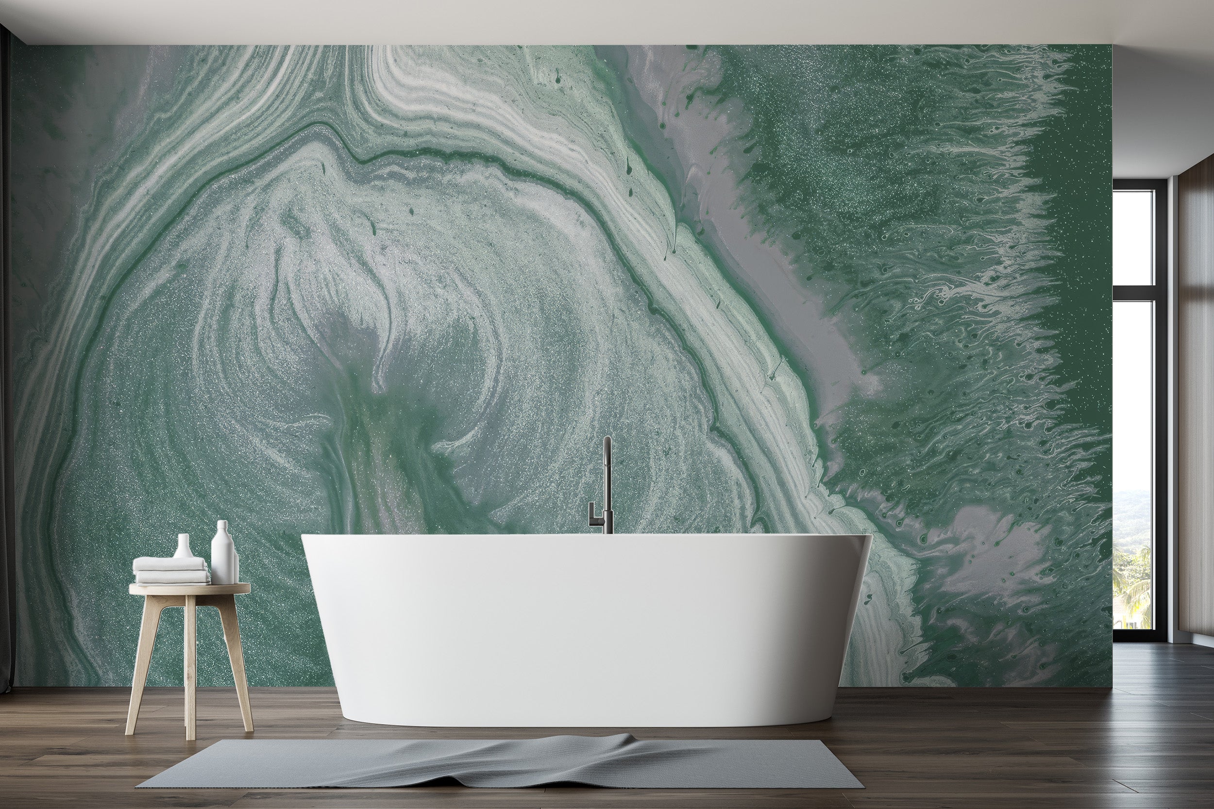 Luxurious Green Marble Wallpaper for modern walls