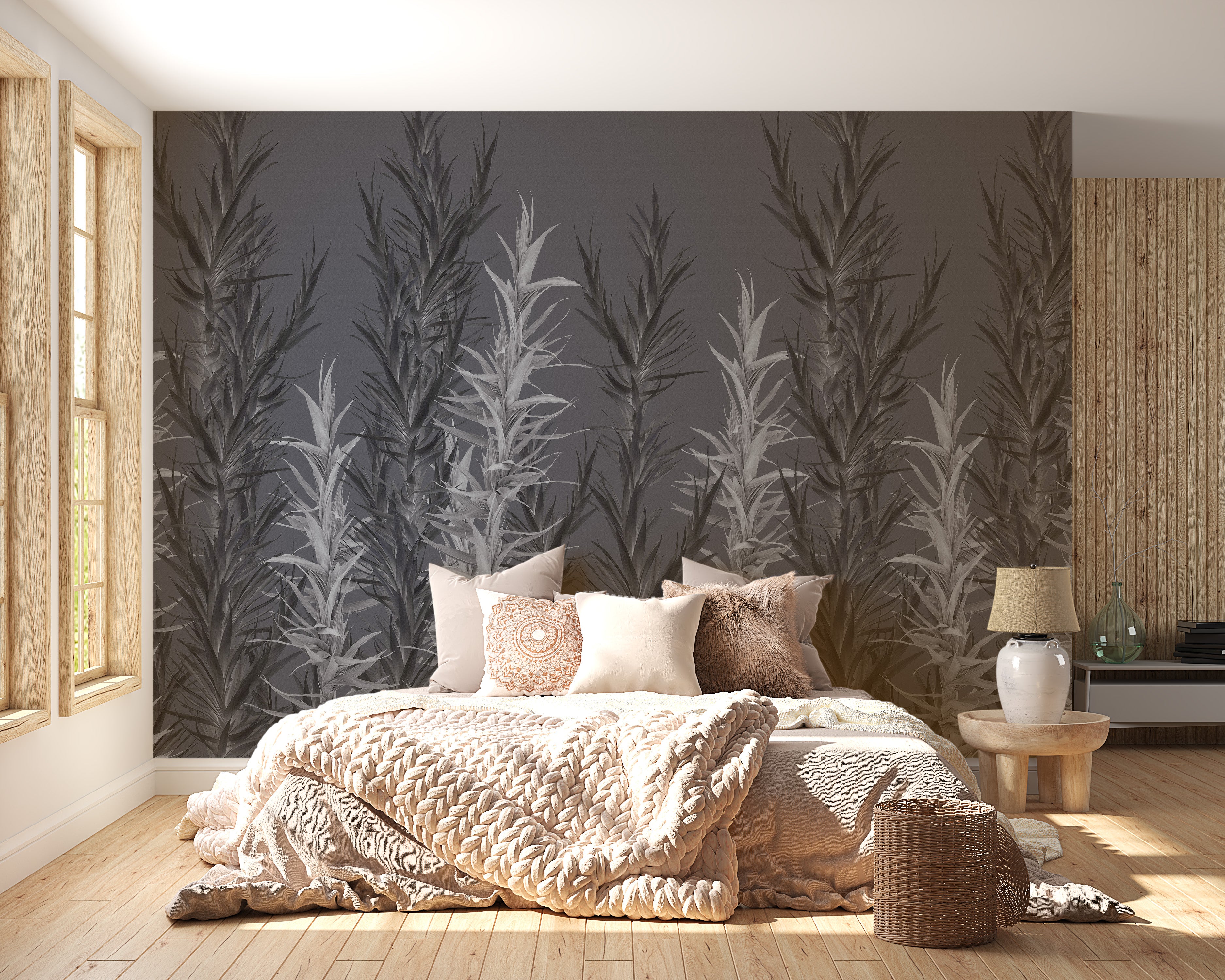 Chic Grey Dracaena Wallpaper
