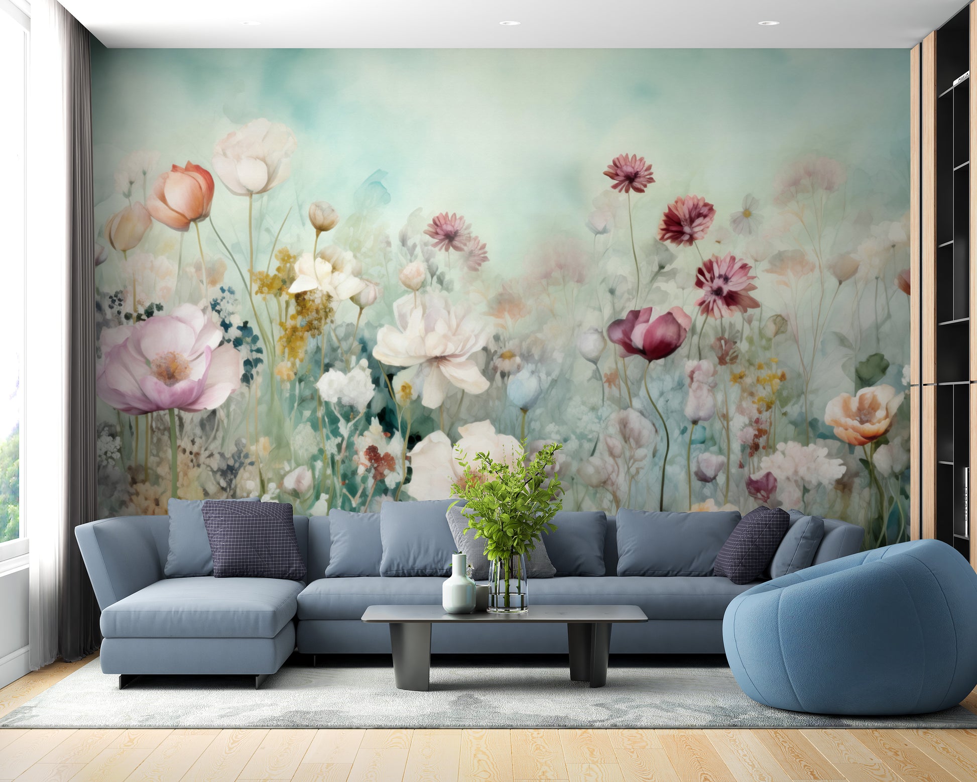 Transform your space with beautiful colorful pastel flower wallpaper mural.