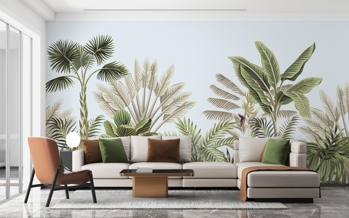 Vintage Tropical Leaves Wallpaper Mural
