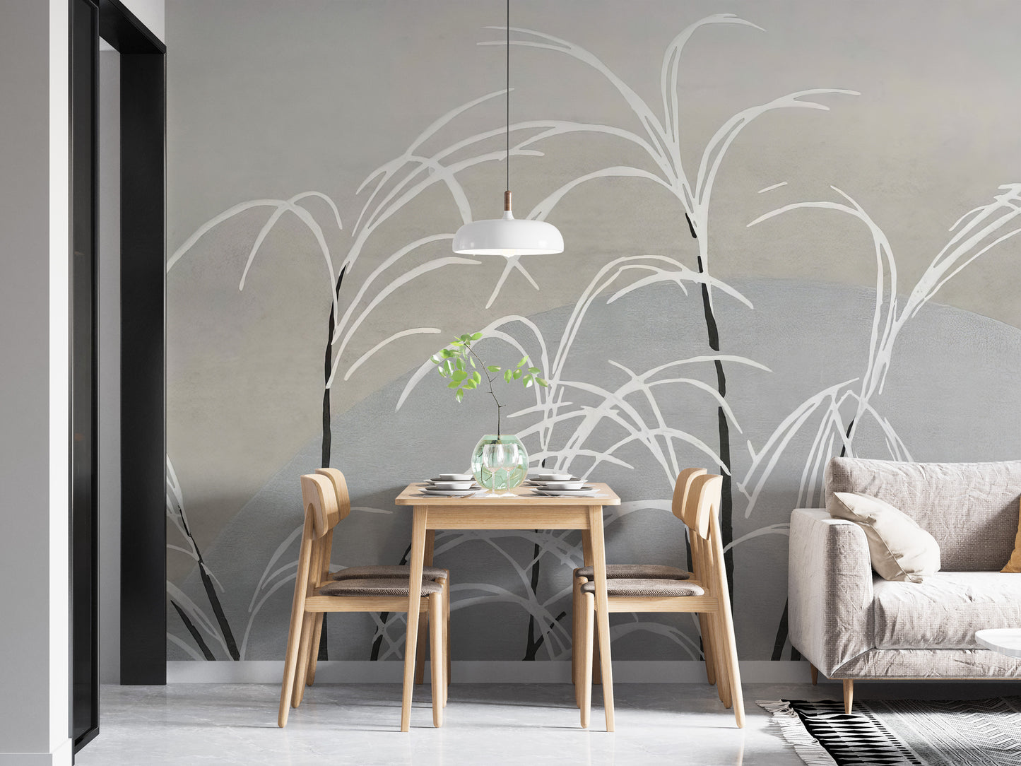 Moon and Grass Wall Mural