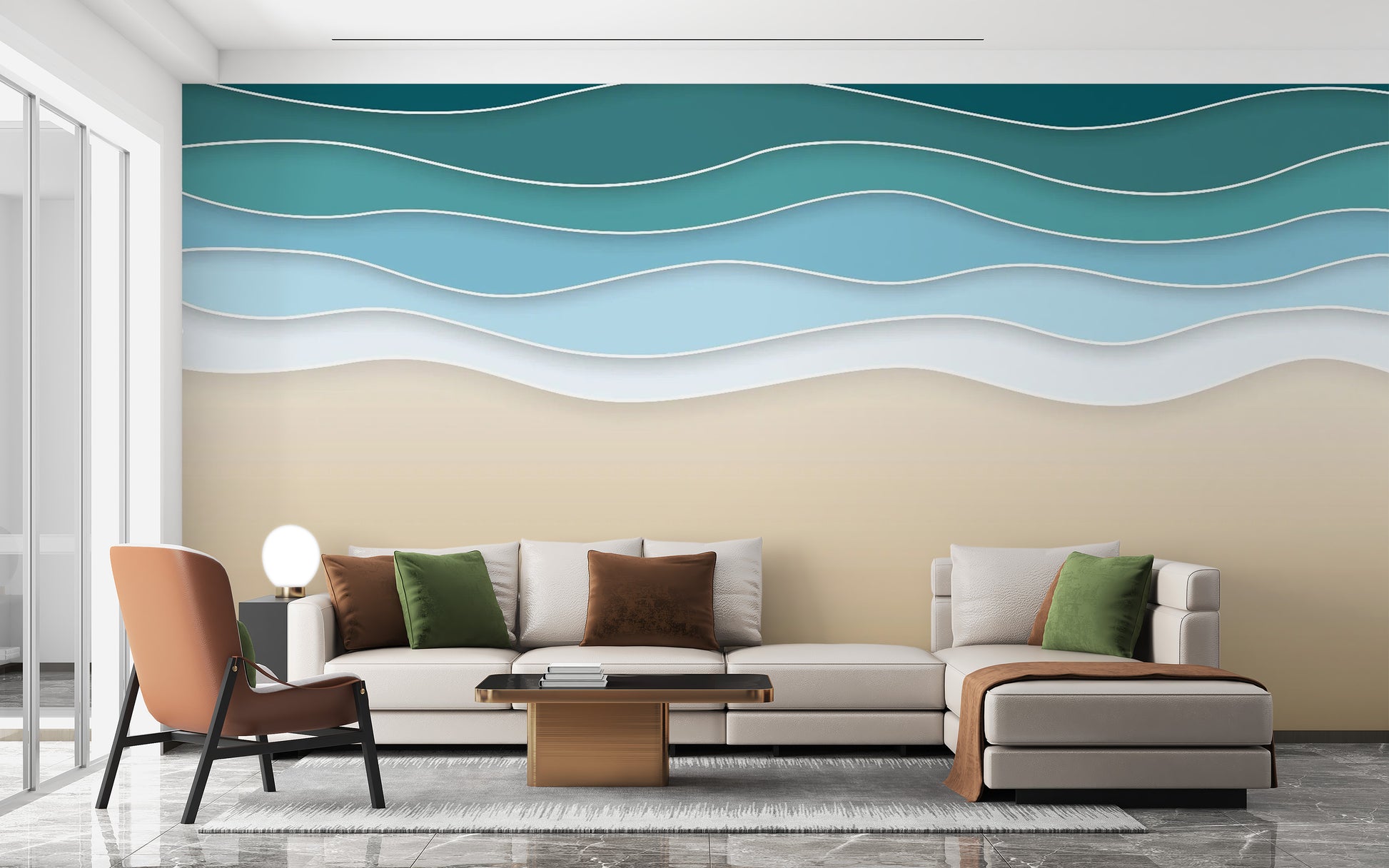 Relaxing beachside wall scene
