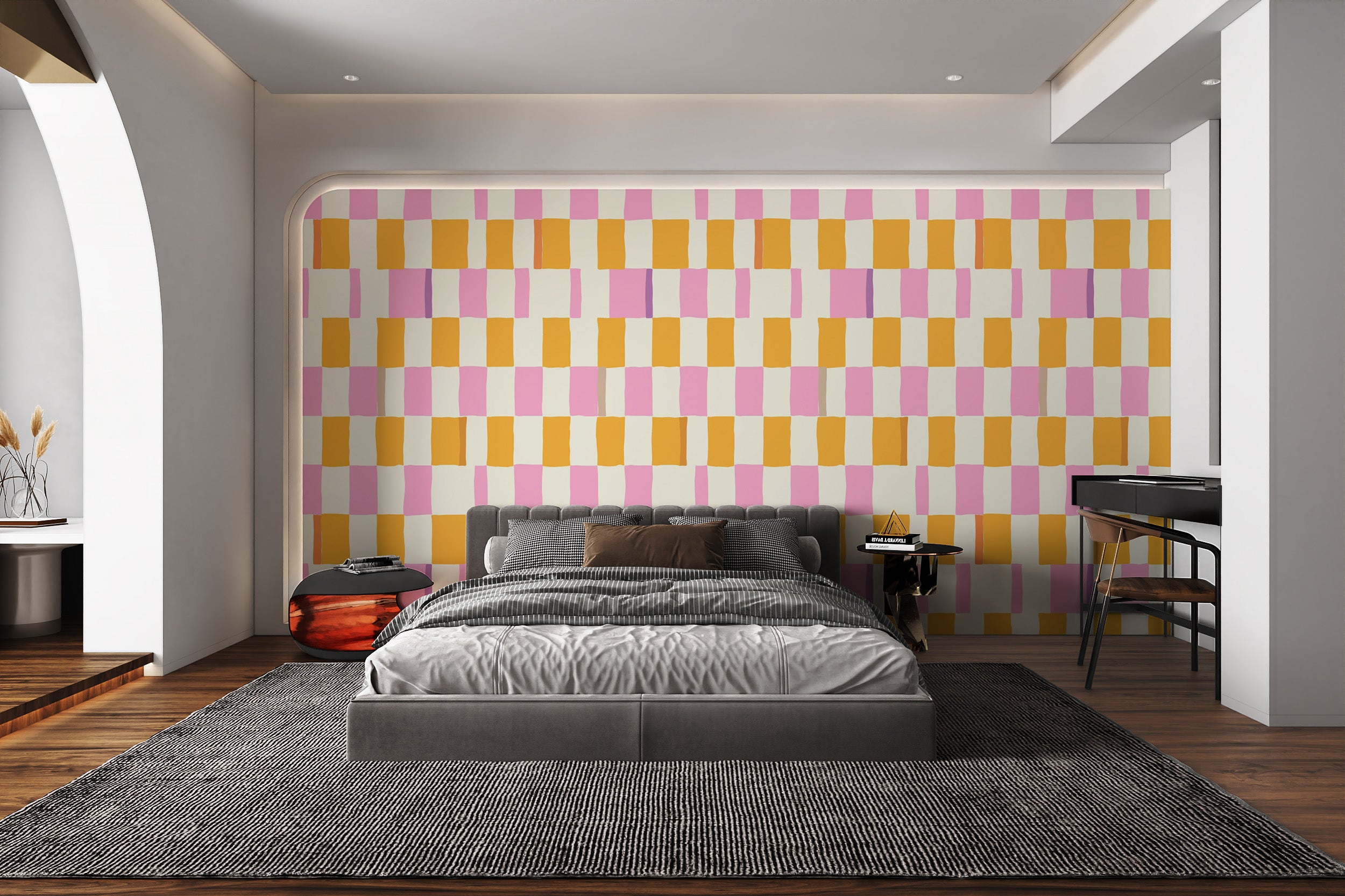 Bold multicolor checkered wallpaper for lively rooms