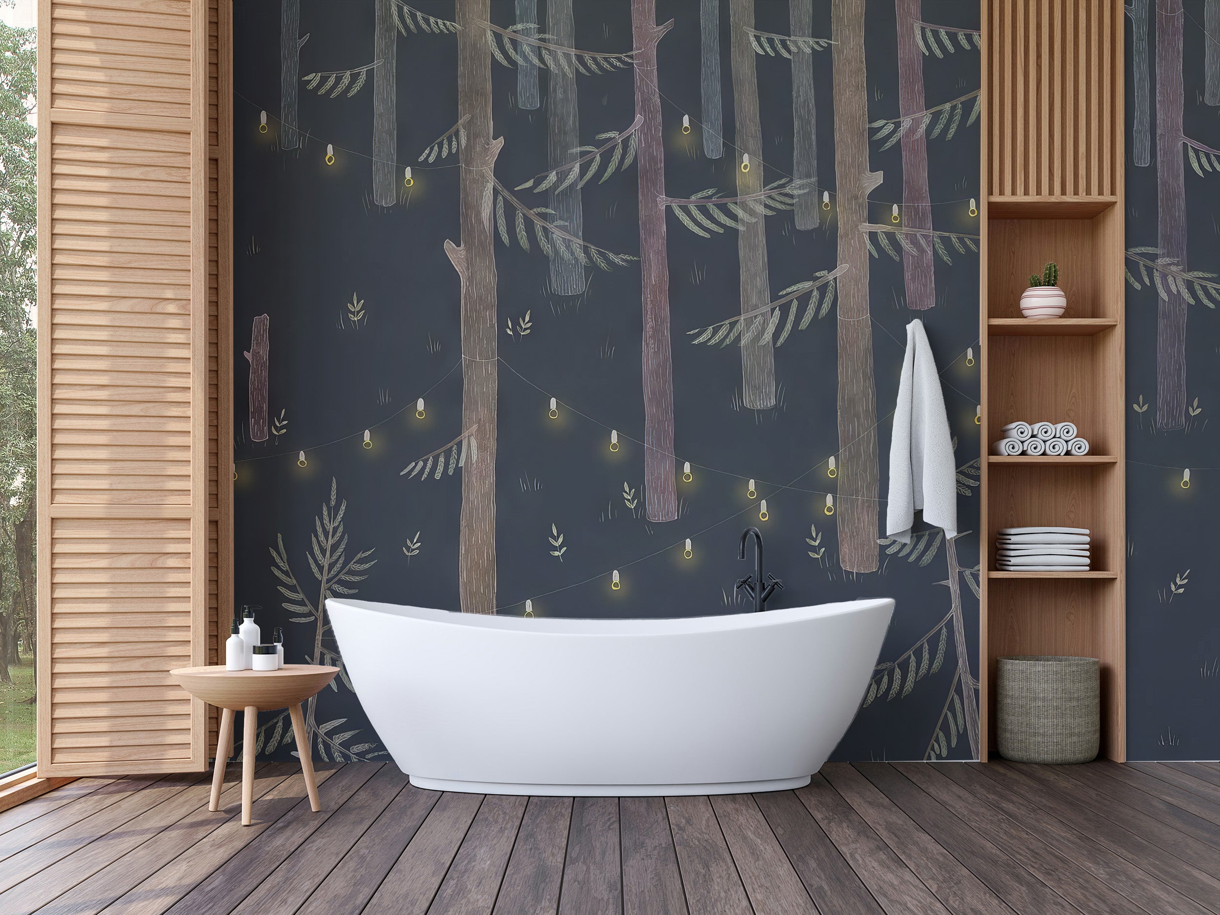 Elegant fairy grove wallpaper for bathroom