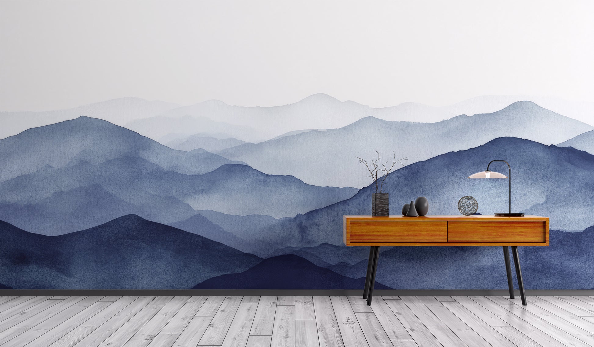 Watercolor Blue Mountain Wallpaper