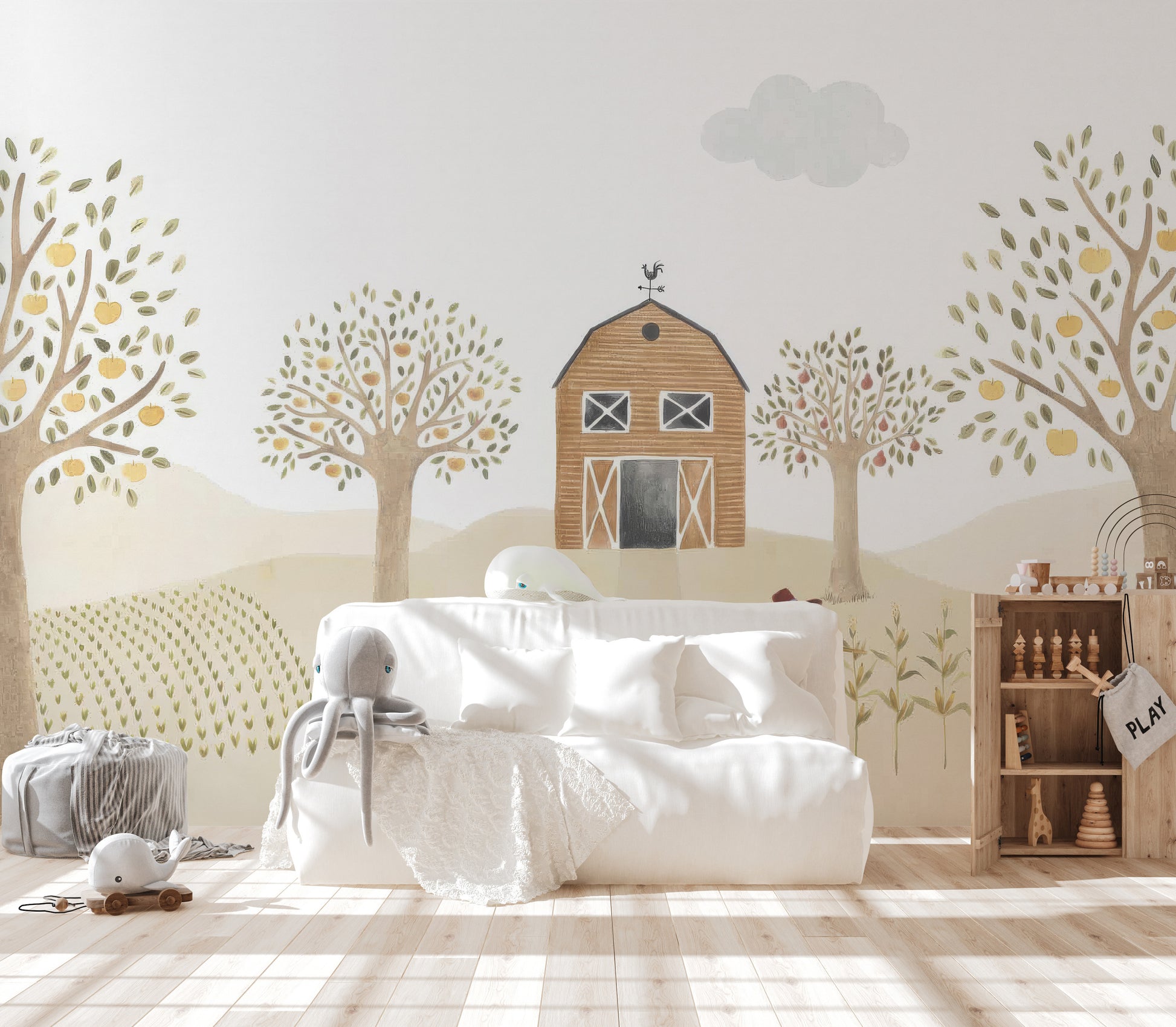 Pastoral pals barnyard wallpaper mural for kids