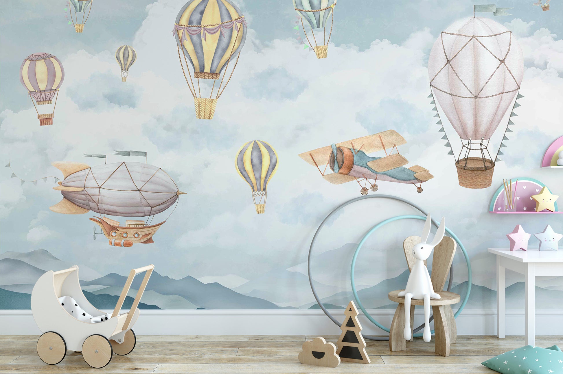 Cloud airships wallpaper for kids
