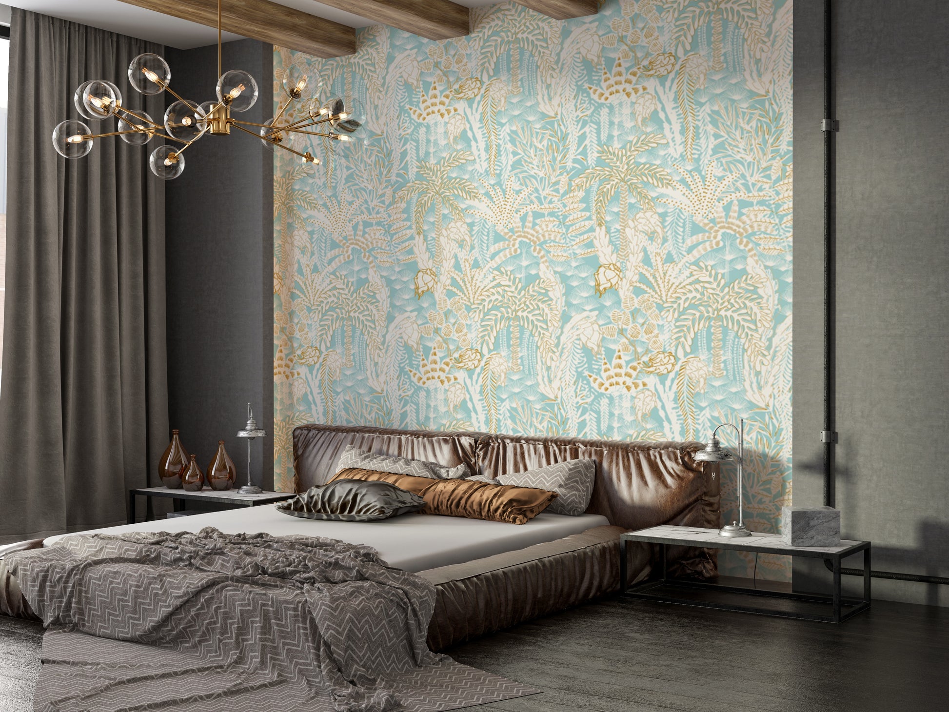 Coastal Breeze Floral wallpaper with soft coastal-inspired hues.
