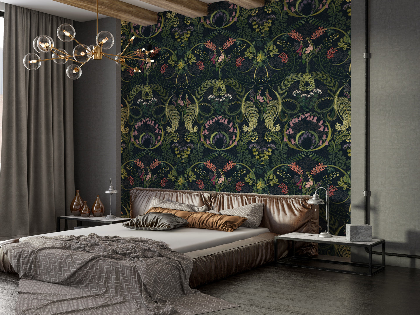 Transform spaces with Fauna Silhouette Garden wallpaper design