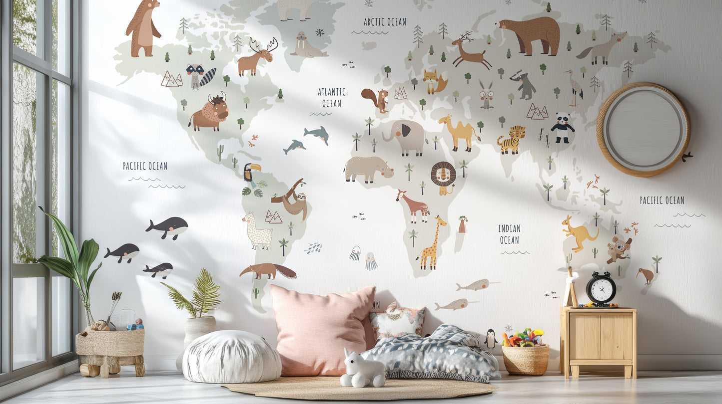 Cute animal wall decor for educational spaces
