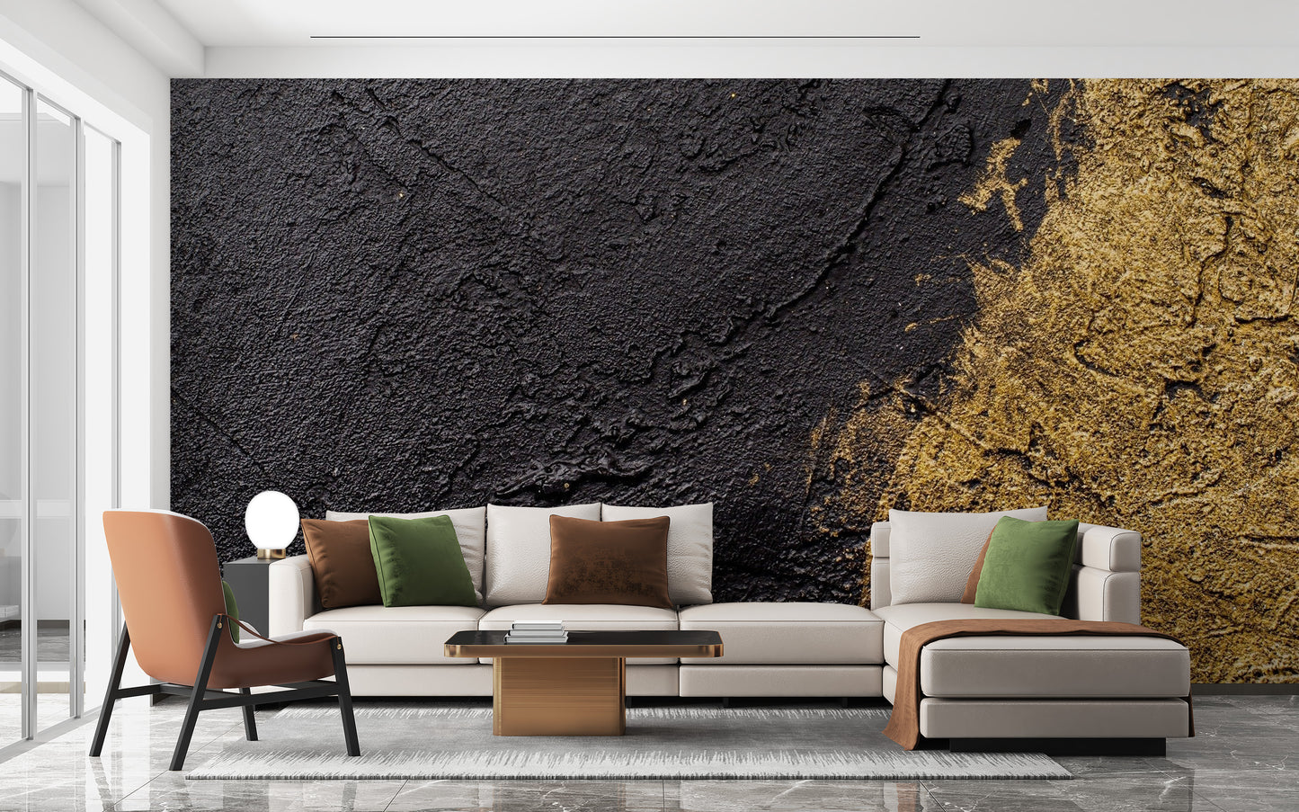 Textured Dual Tone Gold Wallpaper Mural - Giffywalls