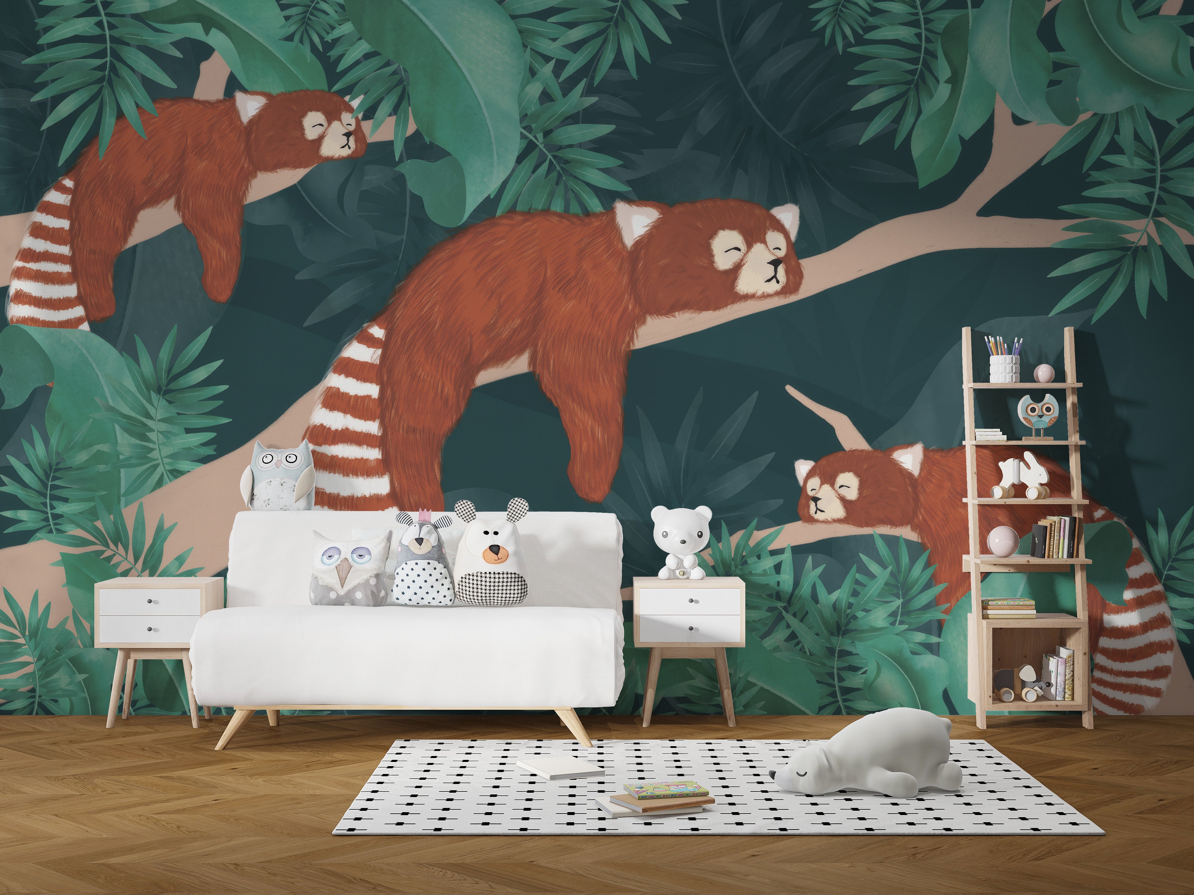 Adorable red panda design for kids' room
