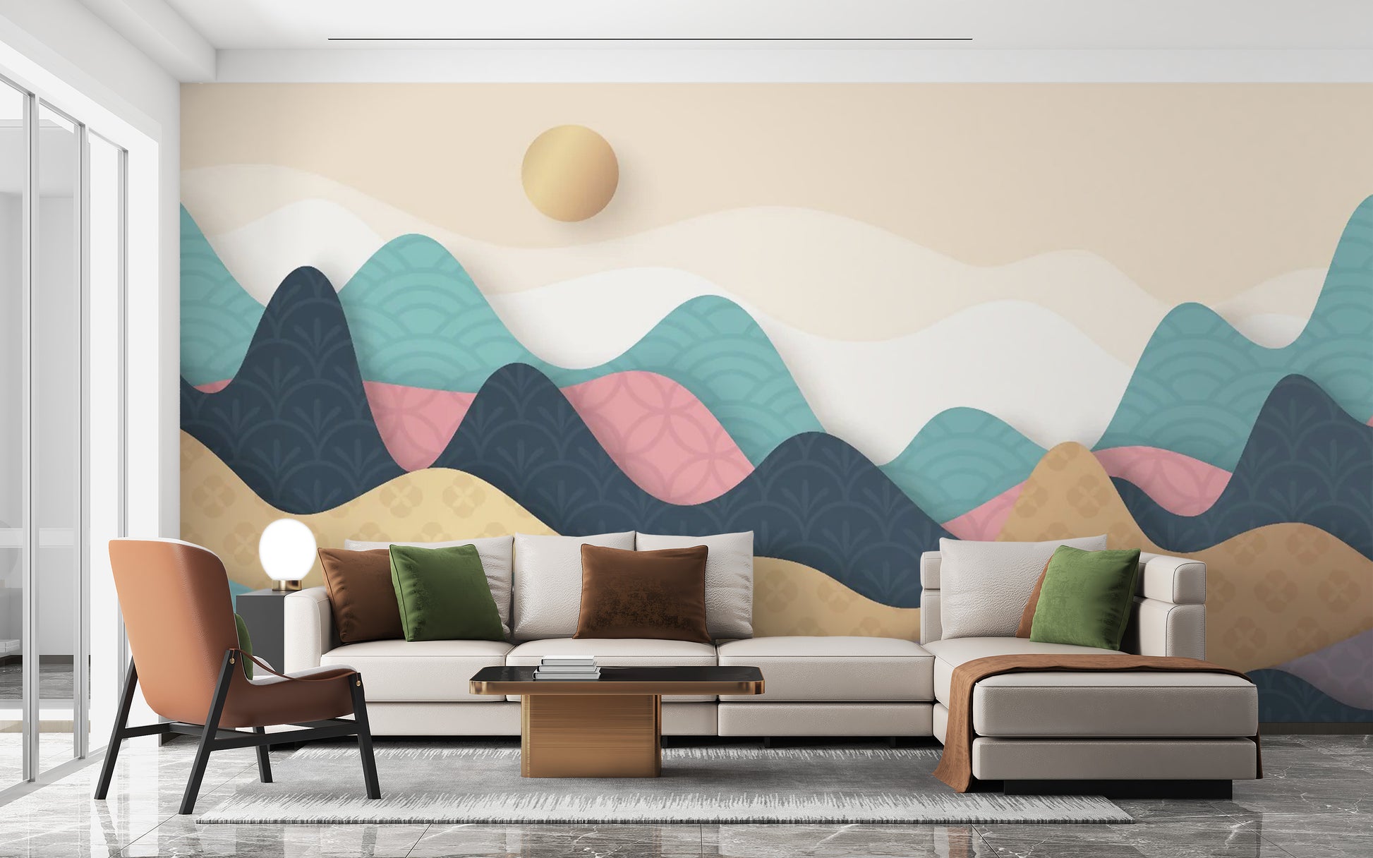 Colorful Wavy Mountains Wallpaper Murals - Giffywalls