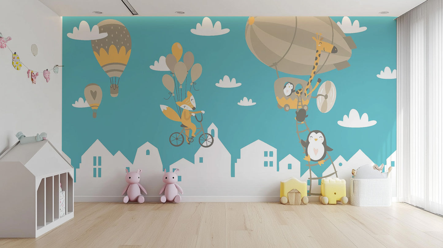 Kids Animated Motifs Wallpaper Mural