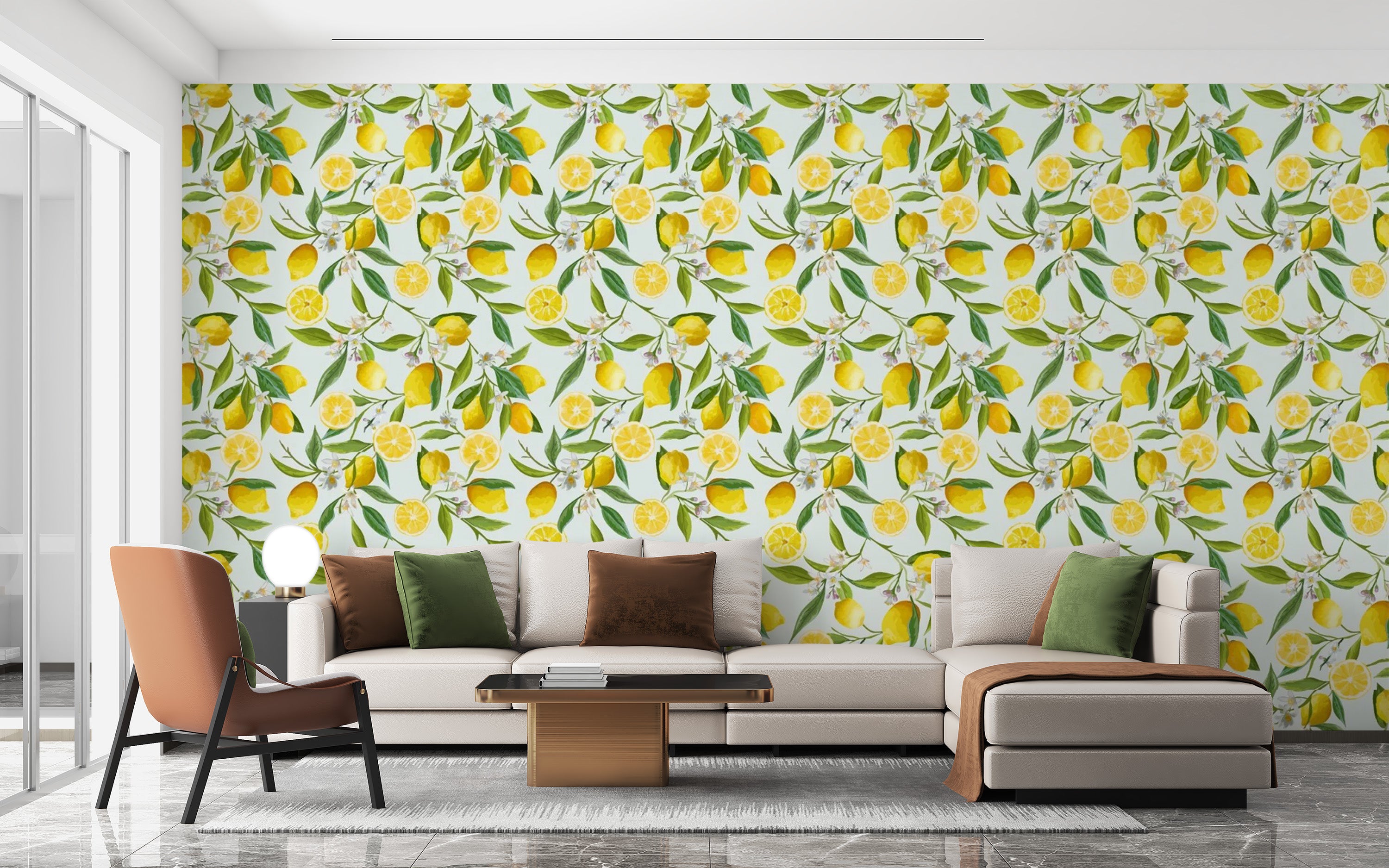 Lemon Design Wallpaper Mural for refreshing spaces
