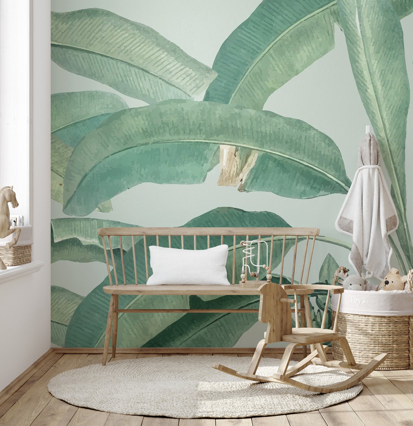 Tropical Banana Leaf Wallpaper Mural - Giffywalls