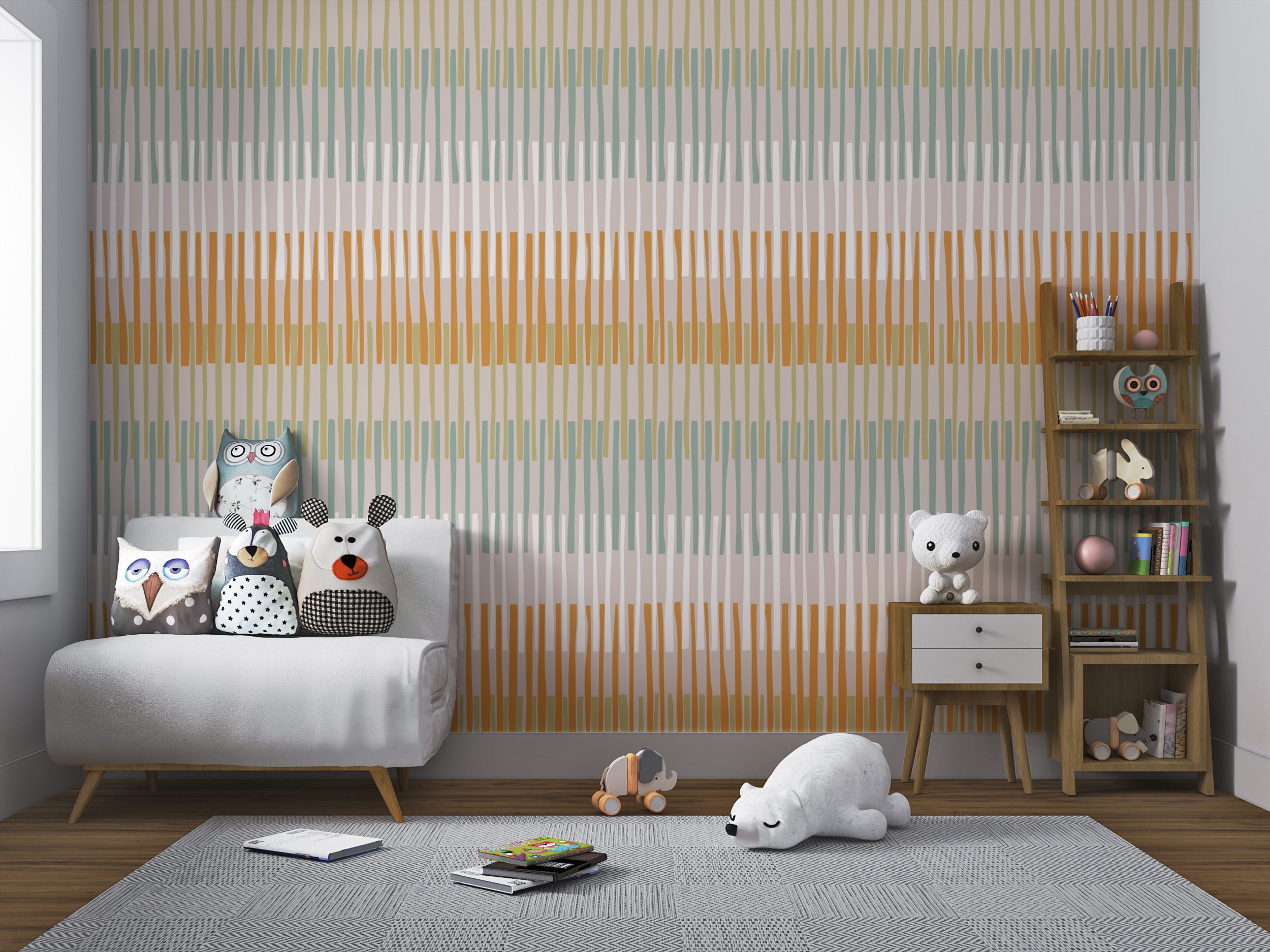 Modern Earthy Striped Geometric Wall Mural
