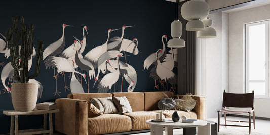 Elegant cranes wallpaper for living rooms