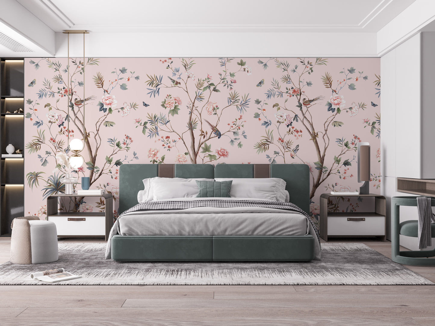 Floral Design Pink Chinoiseries wallpaper