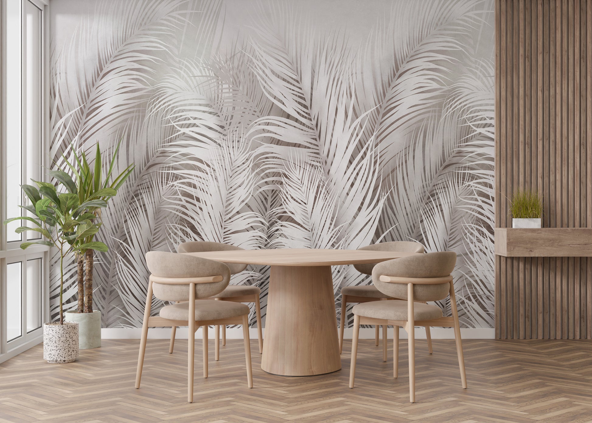 Tropical-inspired mural for dining areas