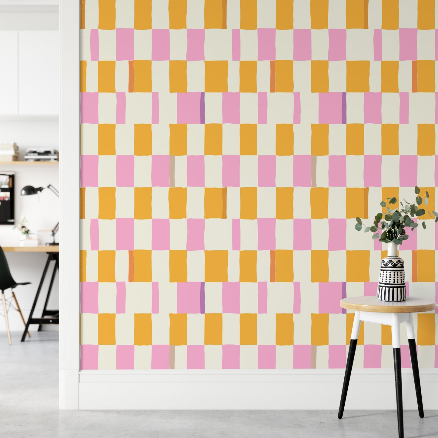 Colorful Checkered peel and stick wallpaper