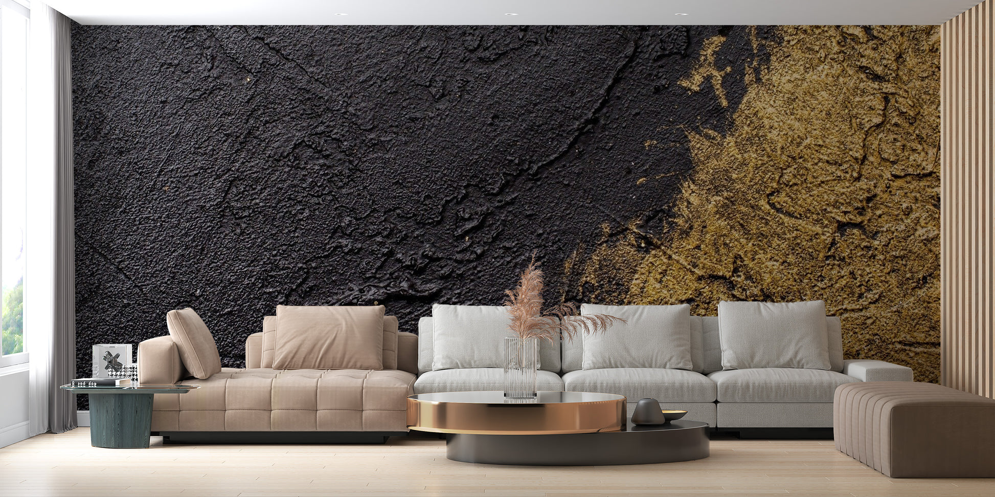 Textured Dual Tone Gold Wallpaper Mural - Giffywalls