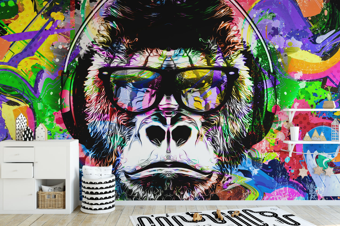 Colorful Monkey Graffiti Wallpaper Mural