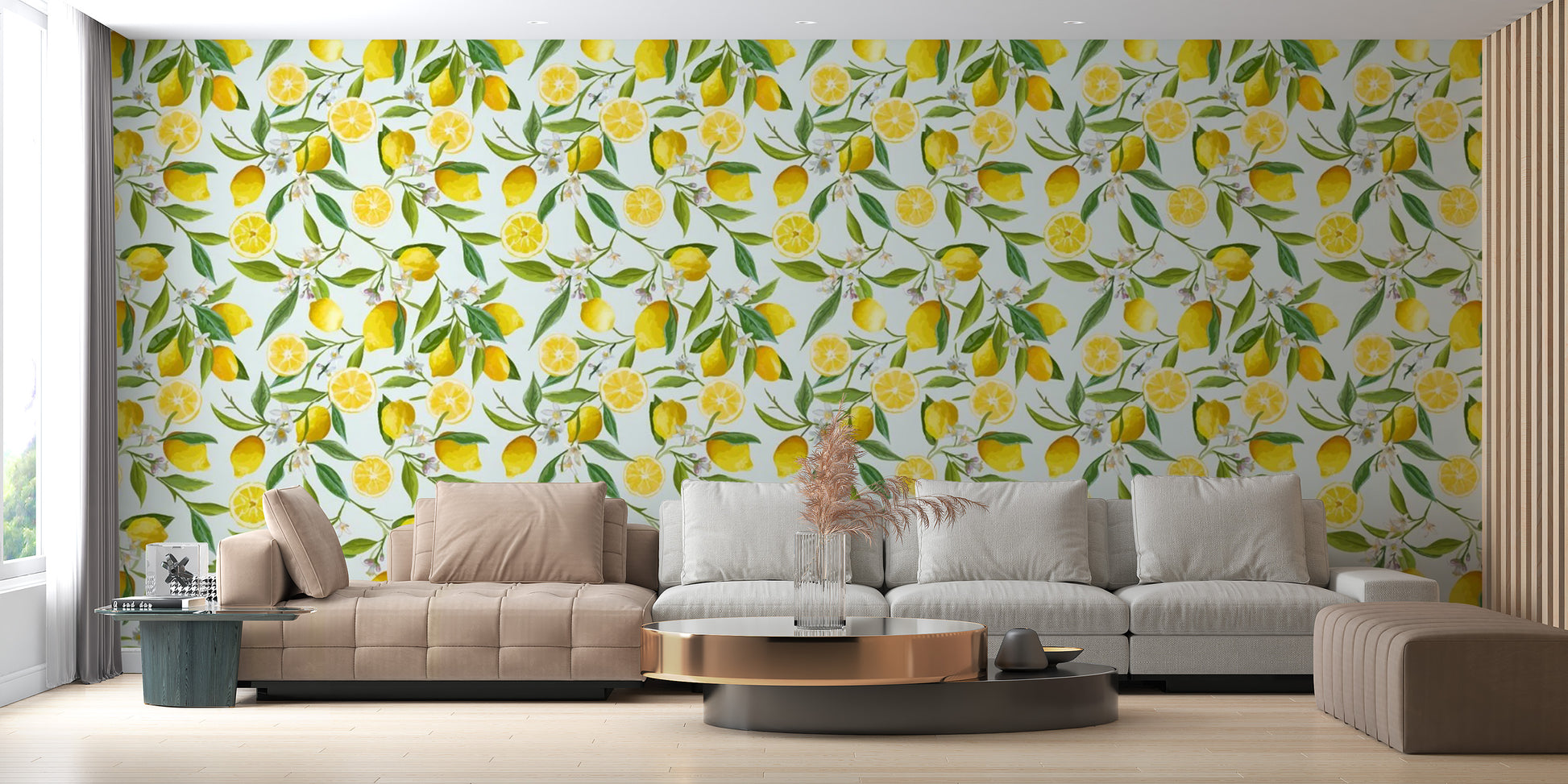 Lemon Design Wallpaper Mural with bright yellow tones
