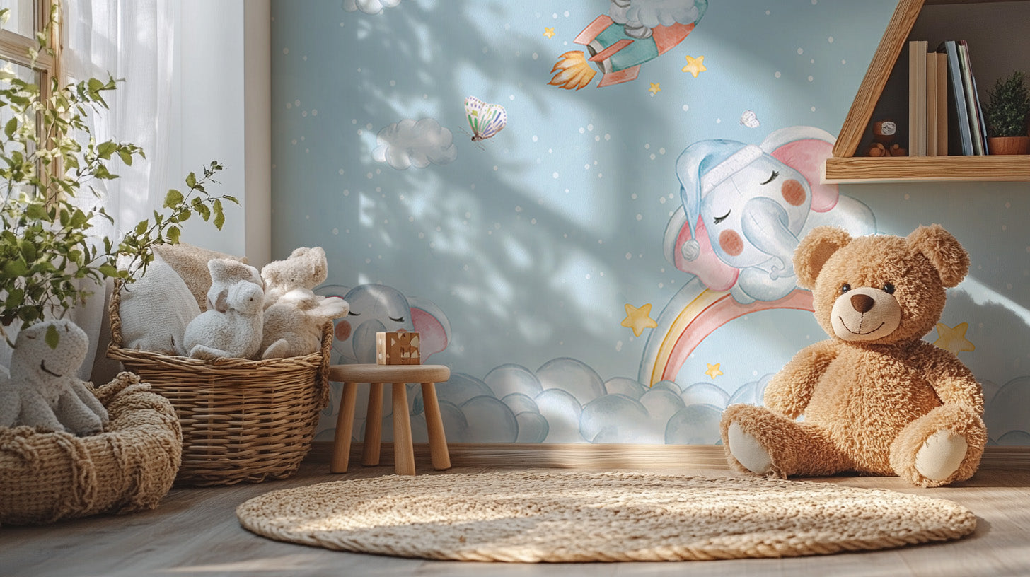 Creative Elephant Cloud Carnival Wall Mural accents