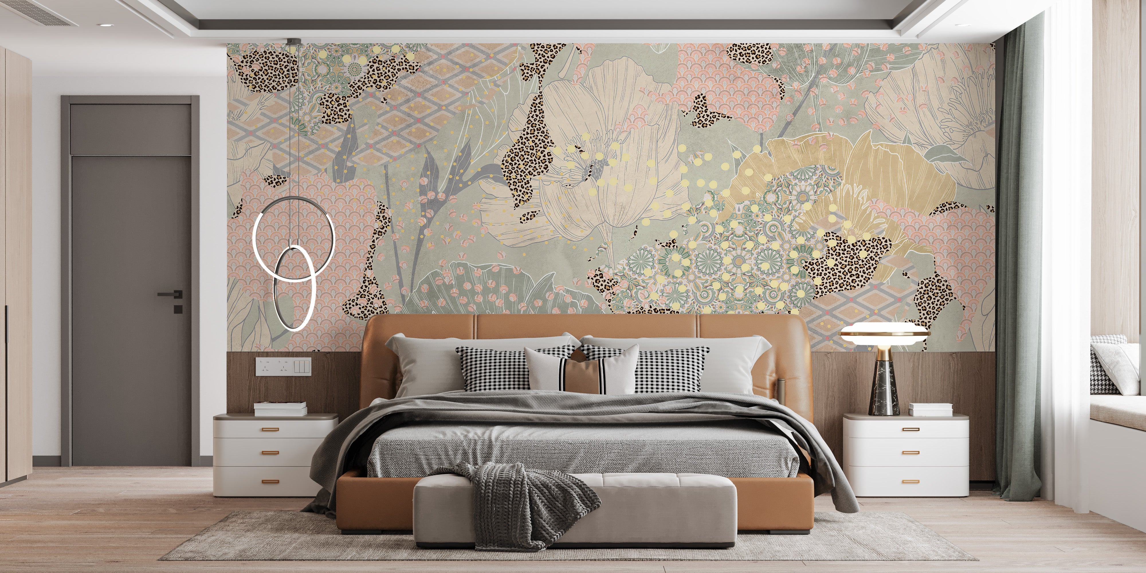 Chic boho-style wall mural with elegance
