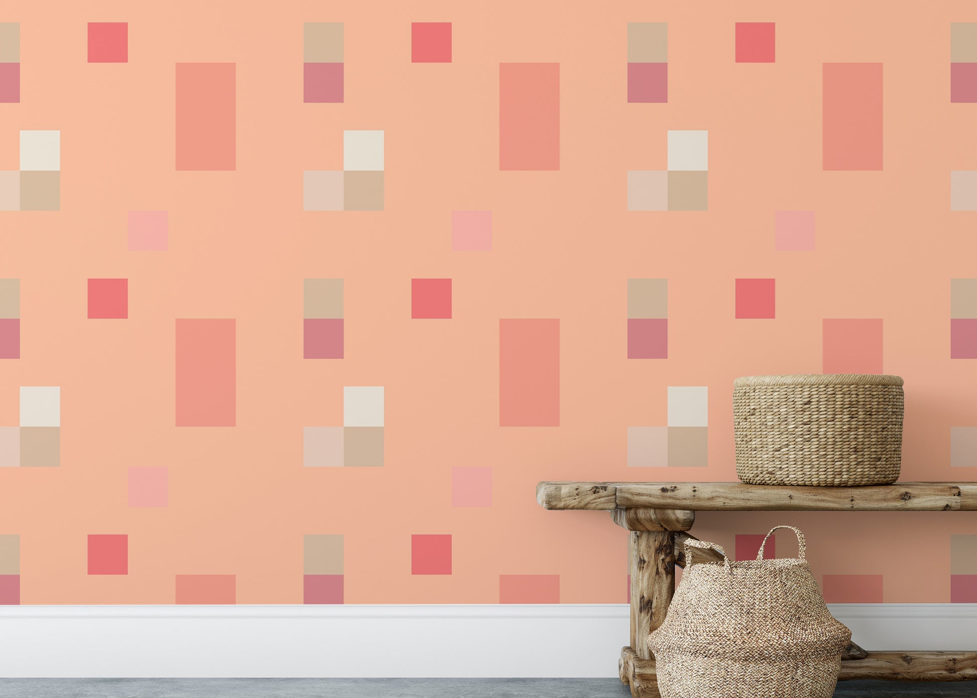 Peach Fuzz Tile Pattern Wallpaper for modern walls