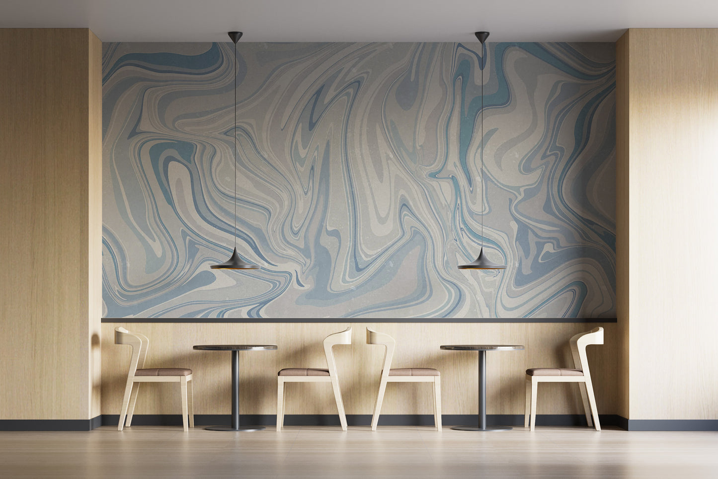 Klint Misty Blue Wallpaper Mural, calming effect