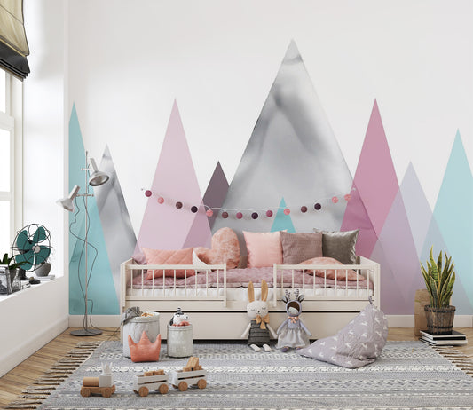 Kids Pastel Mountains Wallpaper Mural
